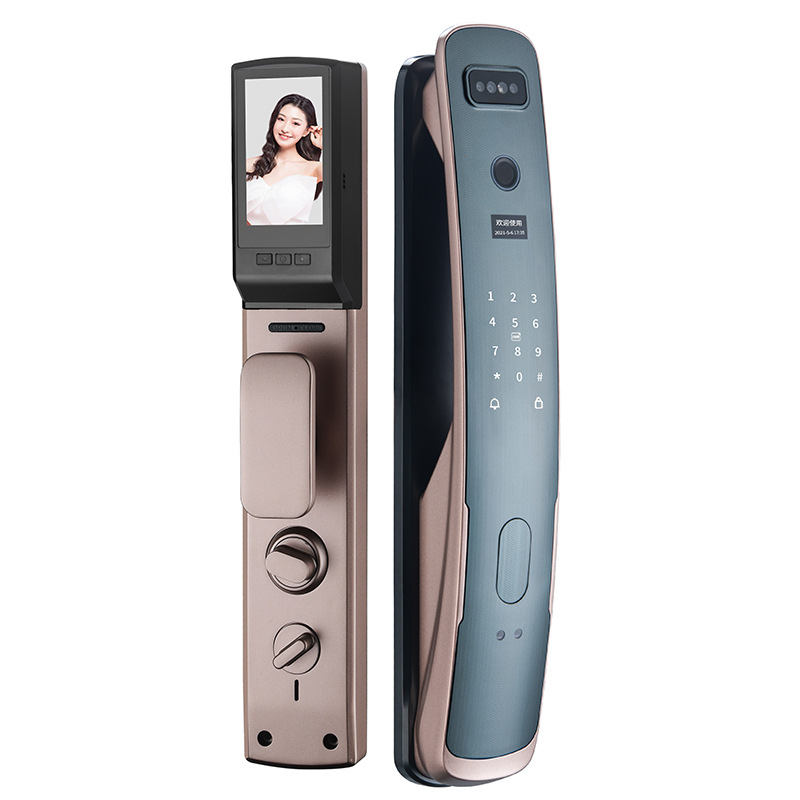 Hengyang 3D Face Recognition Lock Anti-Theft Door Household Fingerprint Password Lock Peephole Viewer Smart Lock Fingerprint Lock Wholesale