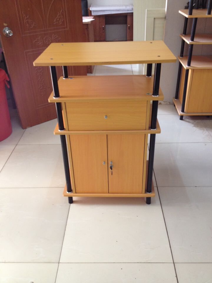 V-072 two layer wooden door lock with TV rack, lockers, kitchen cupboard.