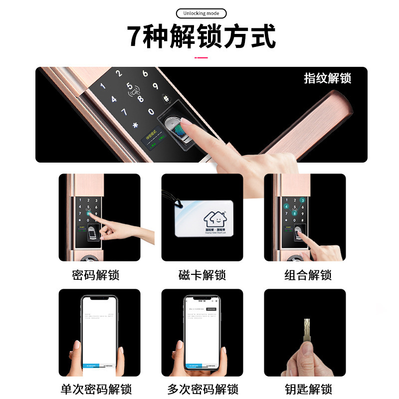 Fingerprint Lock Household Anti-Theft Door Password Lock Automatic Slide Bed &amp; Breakfast Apartment Smart Home Electronic Lock