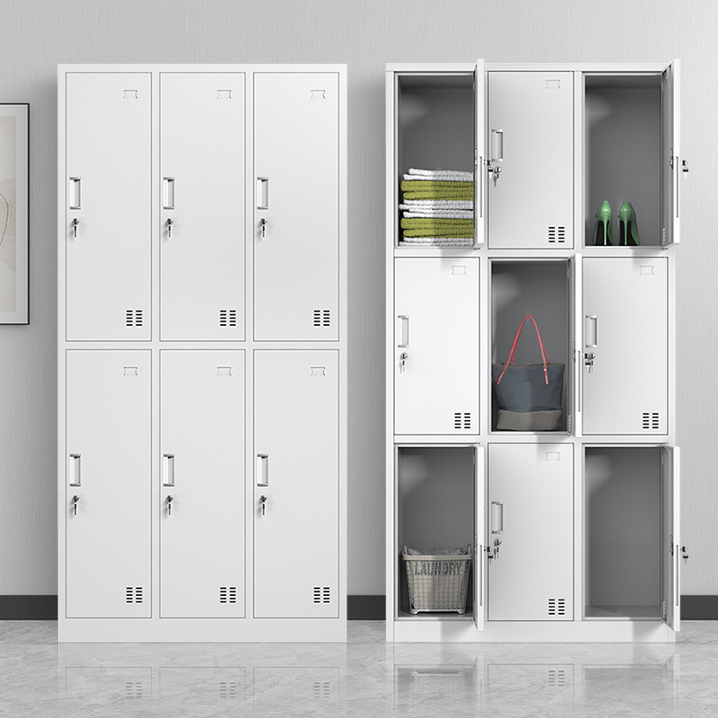 Steel Wardrobe Employee Cabinet Six-Door Bathroom Locker Iron Cabinet with Lock Factory Shoe Cabinet Dormitory Changing Wardrobe