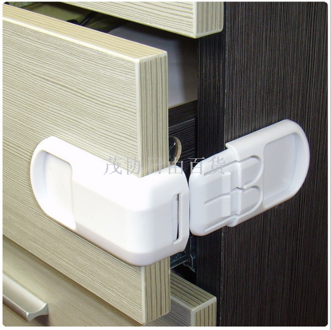 2020 3-color 90 degree Lock chest lock door white double button multi-functional safety right Angle lock baby products