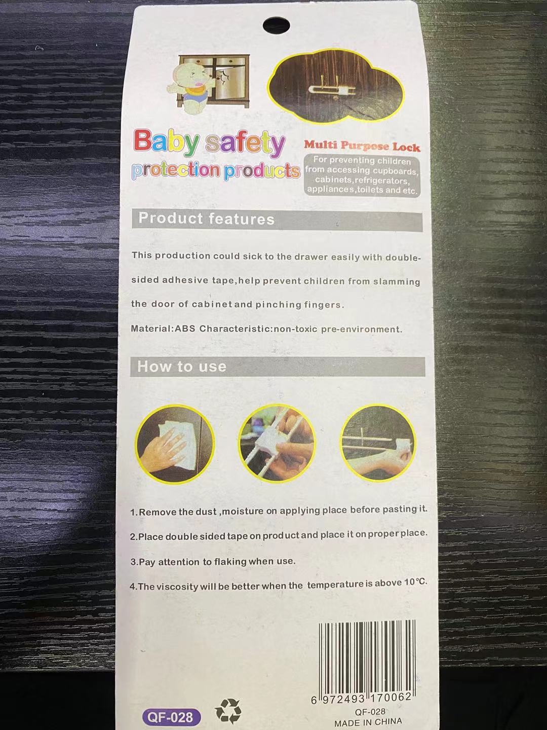 Manufacturer Baby Safety Lock U-Lock Yiwu Guaranteed Delivery Drawer Lock Lock Cabinet Door Lock Child Protection