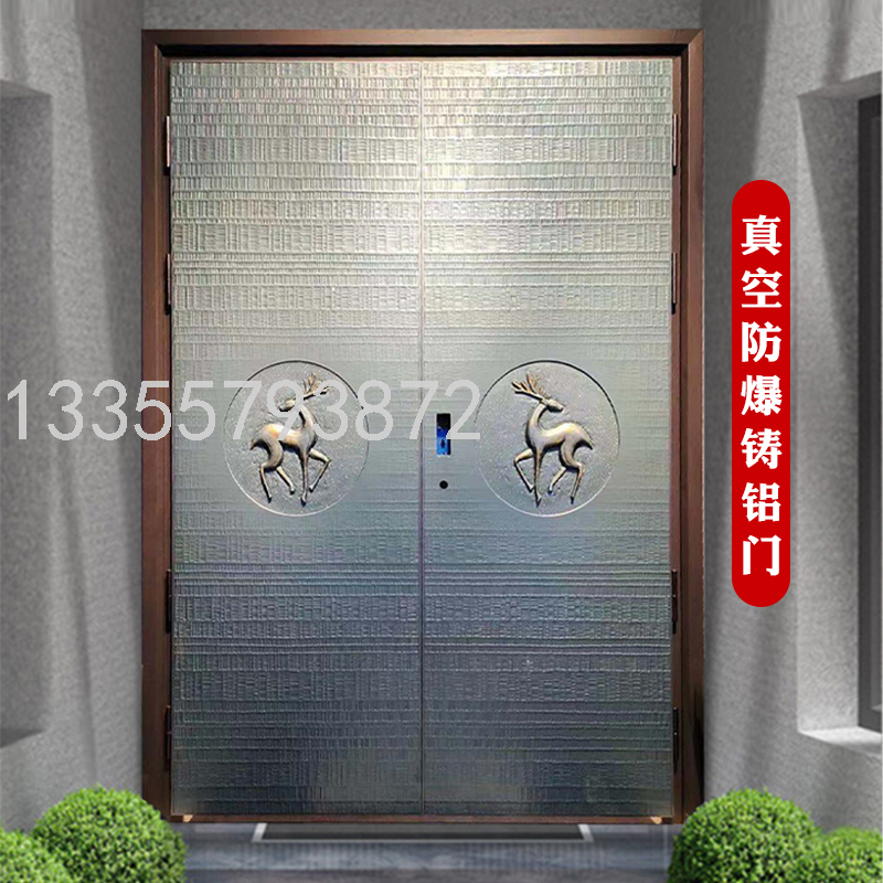 Villa Door Double Door Cast Aluminum Door Entrance Door Fingerprint Lock Household Entry Door Class a Anti-Theft Door