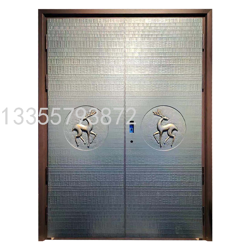 Villa Door Double Door Cast Aluminum Door Entrance Door Fingerprint Lock Household Entry Door Class a Anti-Theft Door