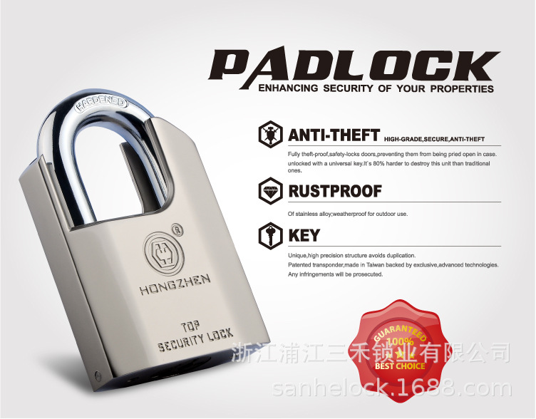 Zinc Alloy Door Lock Padlock Security Lock European-Style Padlock Lock
