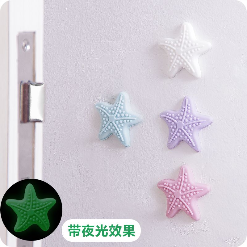  the wall collision mat door touch pad starfish shape with luminous door handle door lock protective pad shockproof pad