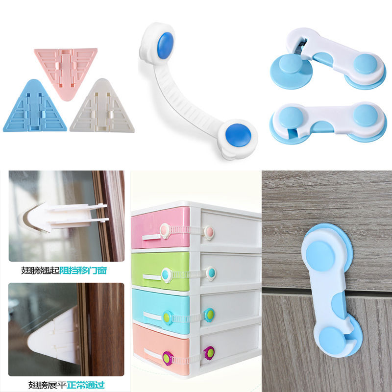 Anti-Clamp Hand Safety Lock Drawer Lock Multi-Function Protective Buckle Children Cabinet Door Lock Safety Buckle Refrigerator Lock Sliding Door and Window Lock