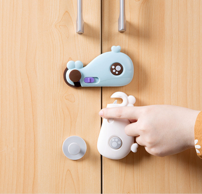Cabinet Door Whale Child Safety Lock Multi-Functional Baby Anti-Clamp Hand Safety Lock Baby Protection Supplies Drawer Safety