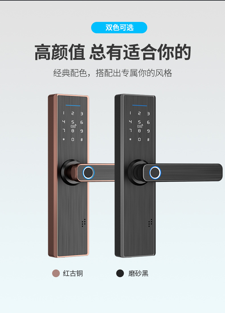Wooden Door Fingerprint Lock Indoor Office Bedroom Door Fingerprint Lock English WiFi Graffiti Bluetooth All-through
