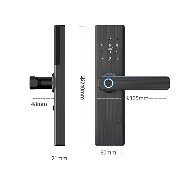 Wooden Door Fingerprint Lock Indoor Office Bedroom Door Fingerprint Lock English WiFi Graffiti Bluetooth All-through