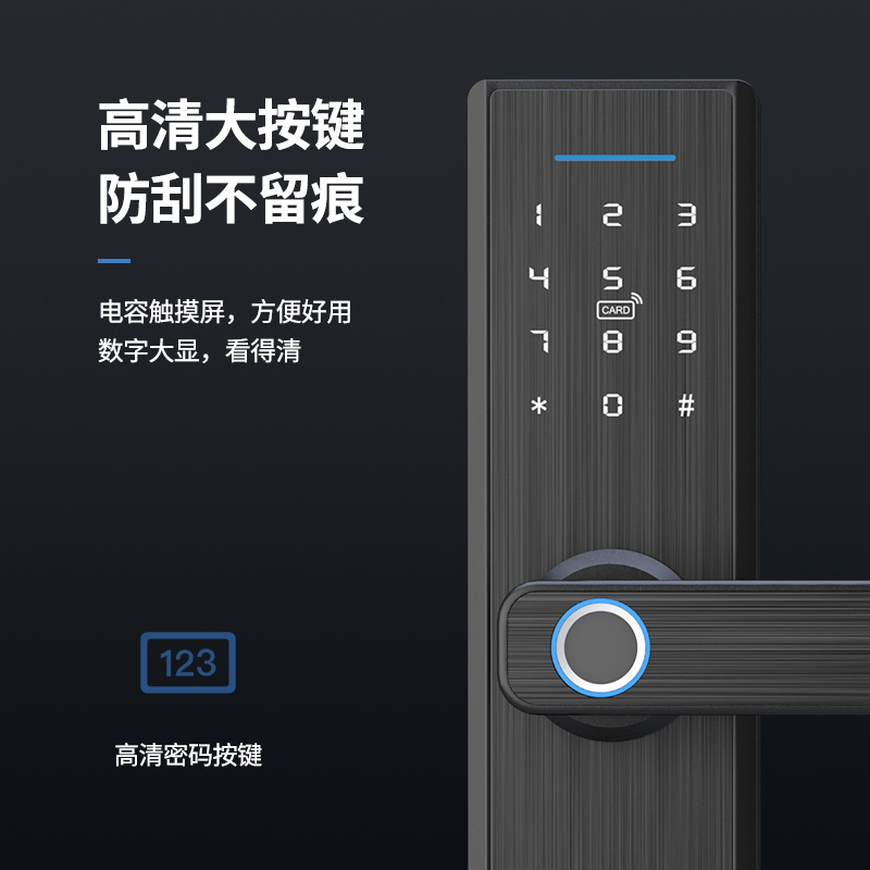Wooden Door Fingerprint Lock Indoor Office Bedroom Door Fingerprint Lock English WiFi Graffiti Bluetooth All-through