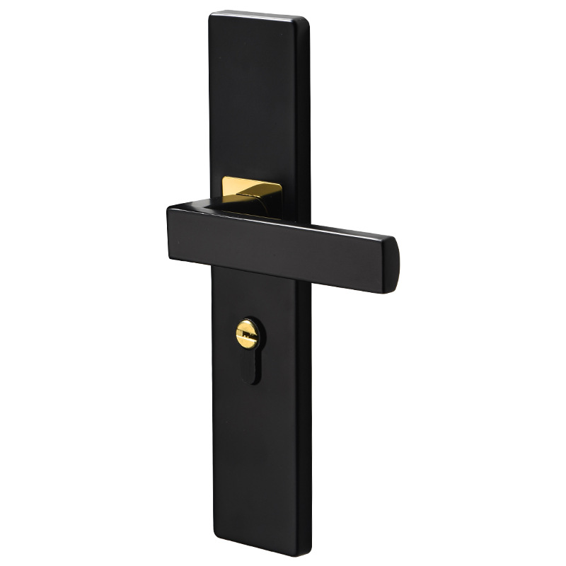 Black Mute Strong Magnetic Suction Door Lock Modern Aluminum Alloy Bedroom Solid Wood Marble Mechanical Door Lock Room