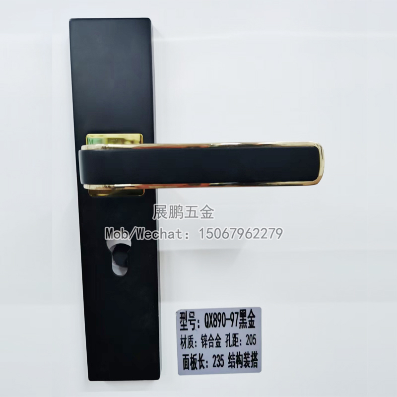 New Design Zinc Alloy Luxury Wooden Safety Mortice Door Lock Modern Black Door Handle and Lock