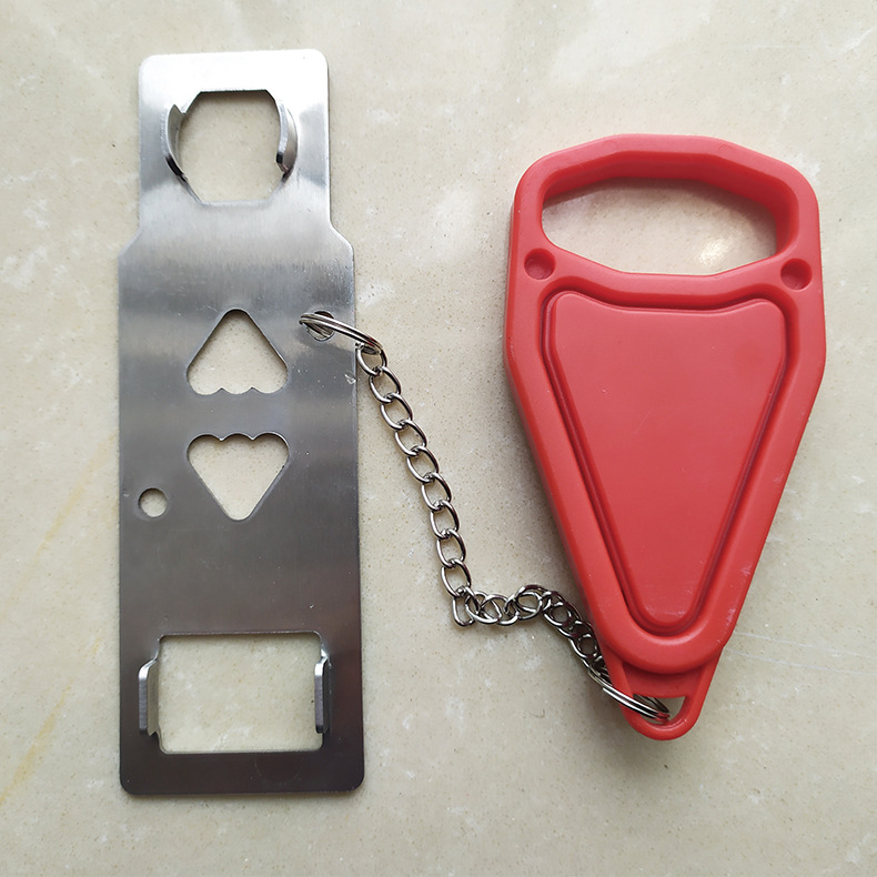 Portable Door Door Stopper Dual-Purpose Portable Door Buckle Lock Security Hotel Top Door Bottle Opener