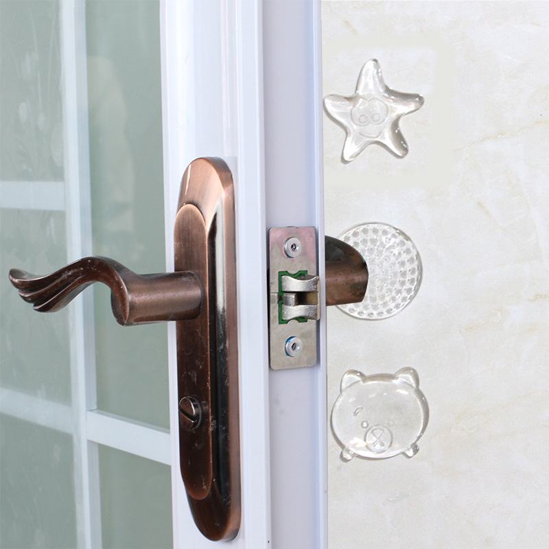 Transparent Door Handle Crash Pad Pu Mat Refrigerator Collision Door Lock Protective Pad Double-Sided Door Handle
