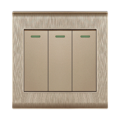 PDB3 champagne plastic drawing 3 gang 1 way switch 