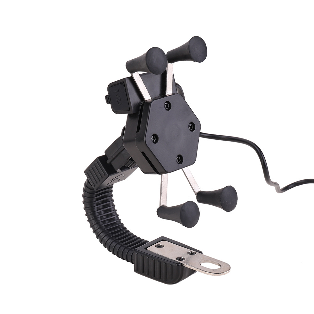 New Motorcycle Mobile Phone Bracket Motorcycle USB Charging Mobile Phone Bracket Waterproof Switch X-Type Mobile Phone Bracket