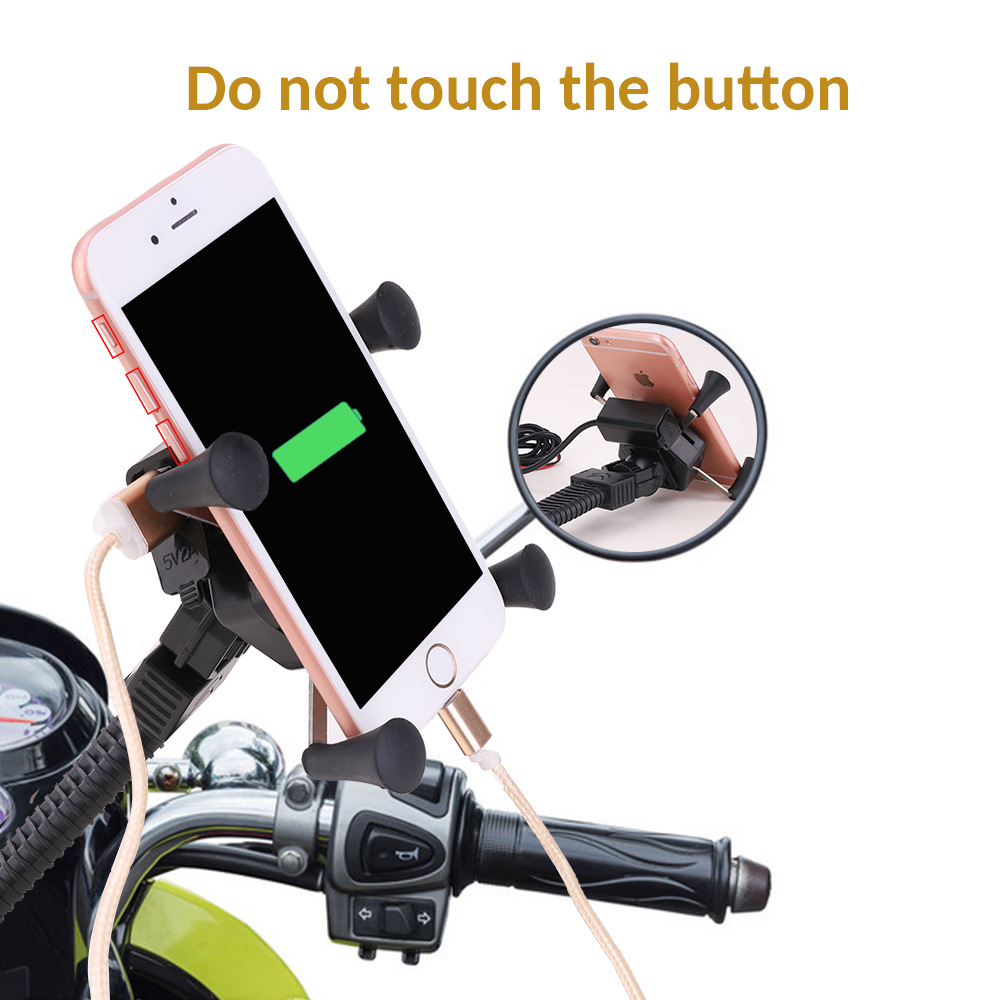 New Motorcycle Mobile Phone Bracket Motorcycle USB Charging Mobile Phone Bracket Waterproof Switch X-Type Mobile Phone Bracket