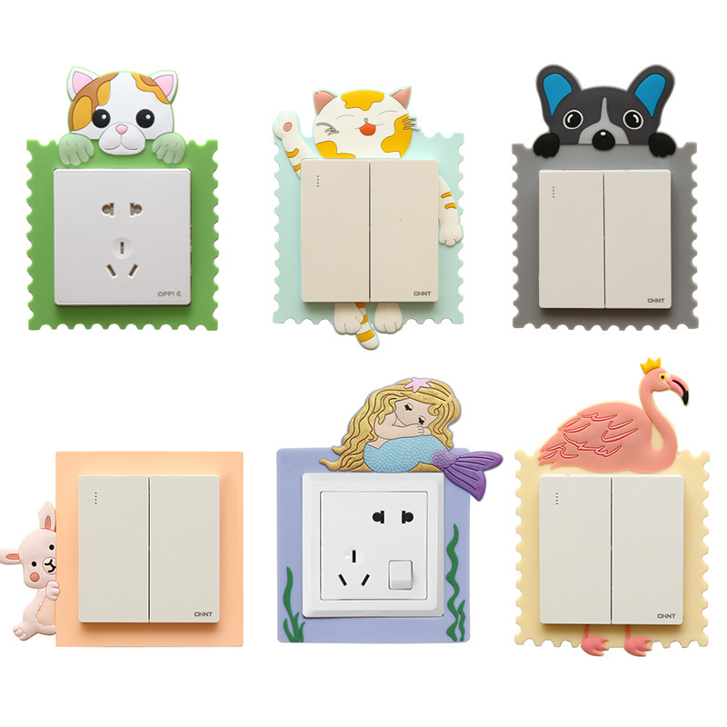Switch Sticker Cartoon Creative Silicone Socket Protection Cover Wall Sticker Luminous Stereo Household 86 Type Switch Decoration Sticker