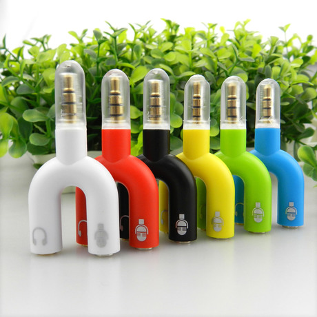 U - type headset divider U - type one cent two audio converter head 1 cent two pairs of headphones switch laptop mic head