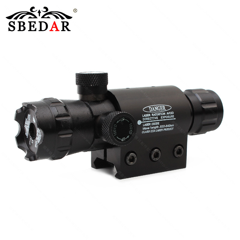 Outward redeployment of button 2 on/off switch 2 bracket above and below the Green laser sight