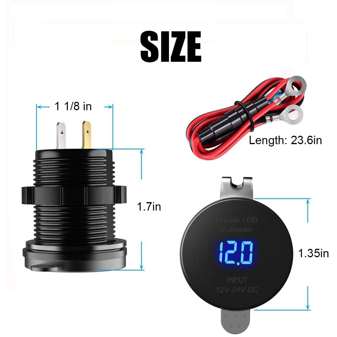 Car Modification Motorcycle RV Modification Touch Switch Qc3.0 with Voltmeter Double USB Mobile Phone Charger
