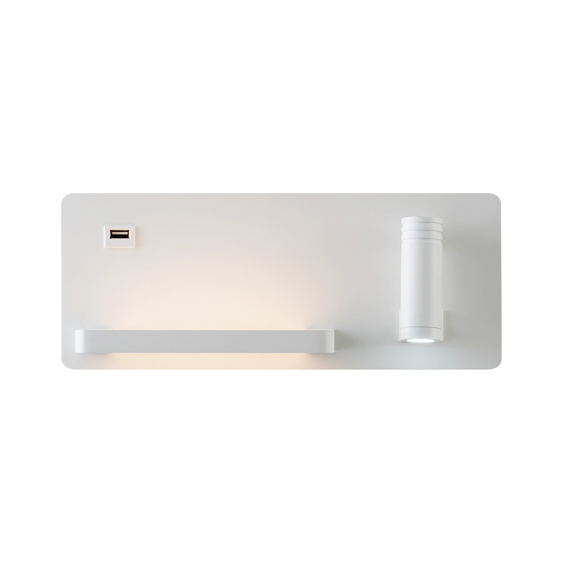 LED Wall Lamp USB Mobile Phone Charging with Switch Storage Stand Hotel Guest Room Bedroom Bedside Lamp Reading Lamp