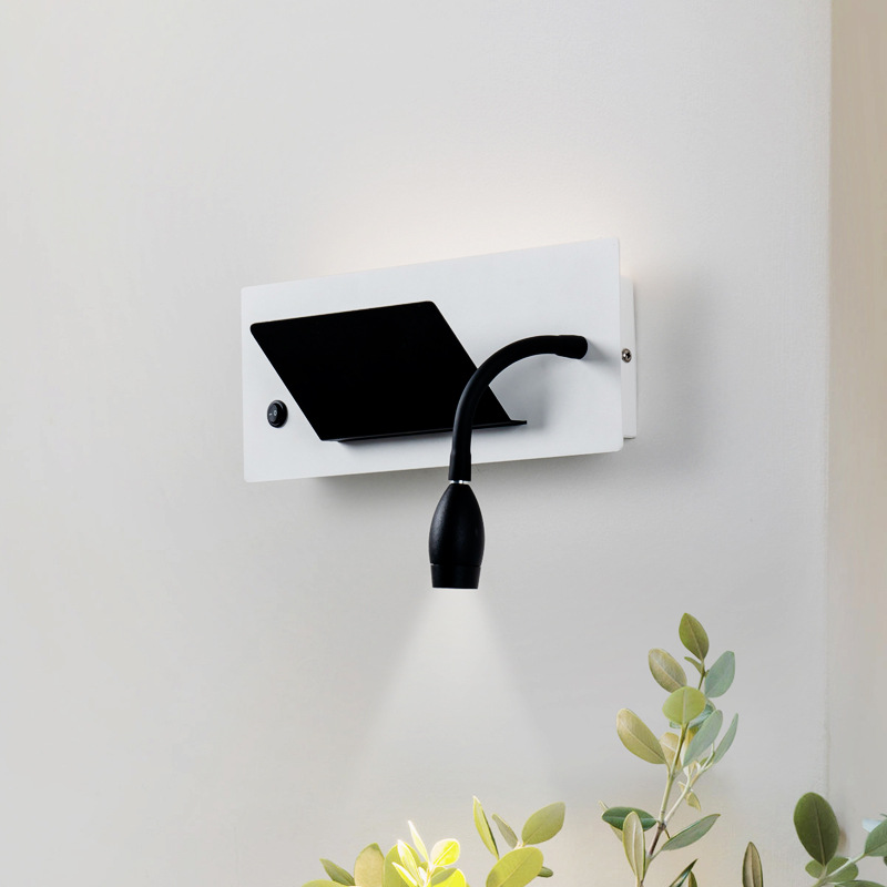 LED Wall Lamp USB Mobile Phone Charging with Switch Storage Stand Hotel Guest Room Bedroom Bedside Lamp Reading Lamp