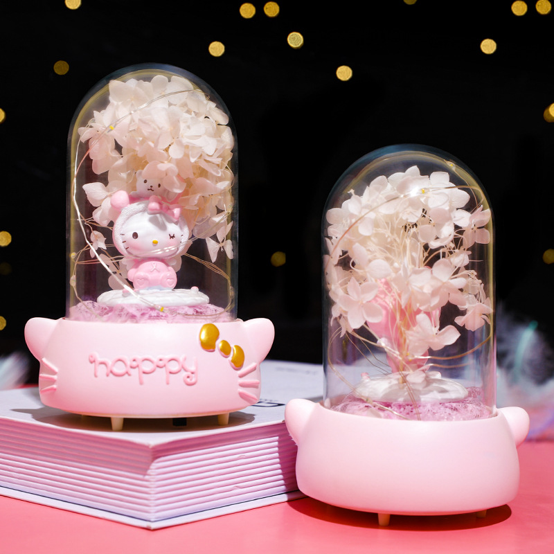 Girly Heart Decoration Hello Naughty Cat Star Light Ambience Light with Music Two-Gear Switch Children&#039;s Day Graduation Gift