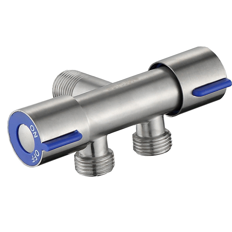 304 Stainless Steel Tee Valve Angle Valve One-Switch Two-Way Valve One Divided into Two with Biswitch Double Water Outlet Toilet Water Distributor