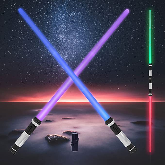 Induction Color-Changing Laser Sword Retractable Luminous Sword Toy Two-in-One Double Sword Set Seven-Color Switching Silent