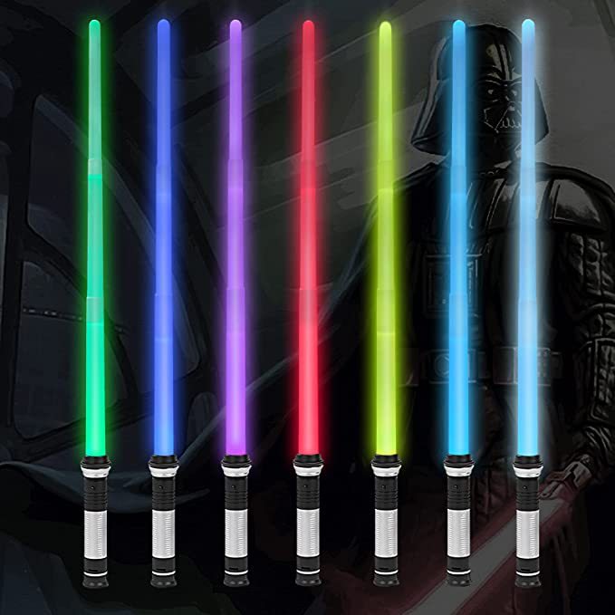 Induction Color-Changing Laser Sword Retractable Luminous Sword Toy Two-in-One Double Sword Set Seven-Color Switching Silent