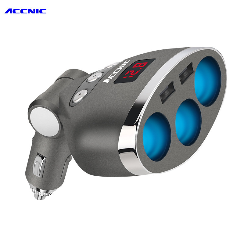 Car Charger Cigarette Lighter Fast Flash With Switch One Drag Three Two USB Cellphone Car Load Charger Fast Charge