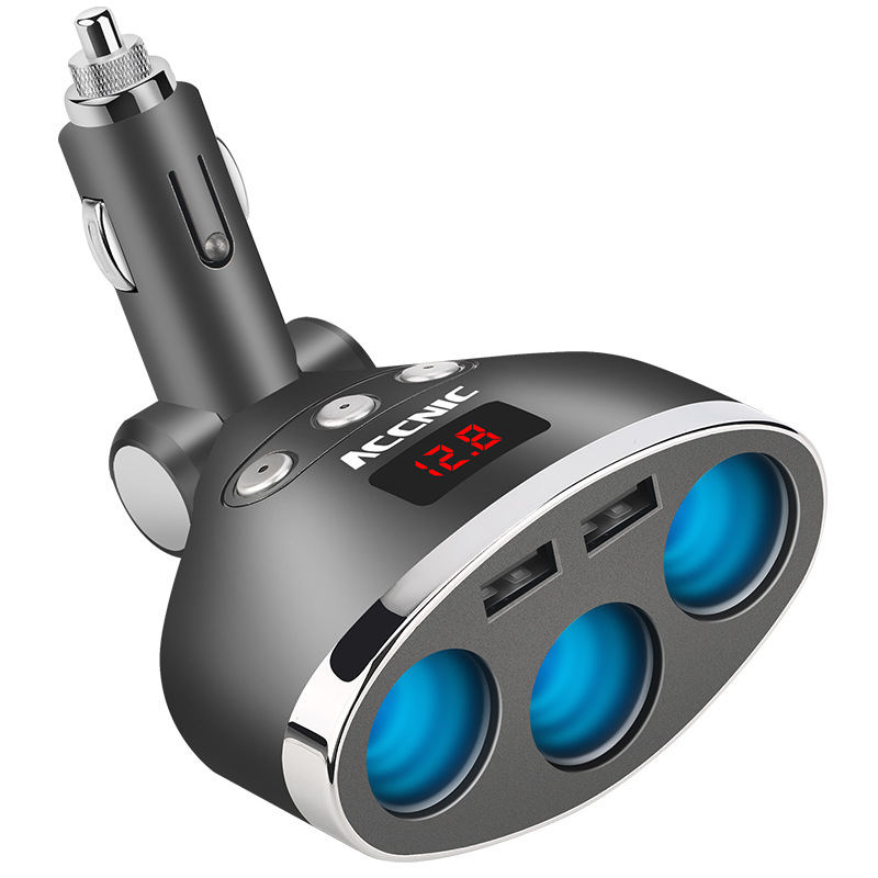 Car Charger Cigarette Lighter Fast Flash With Switch One Drag Three Two USB Cellphone Car Load Charger Fast Charge