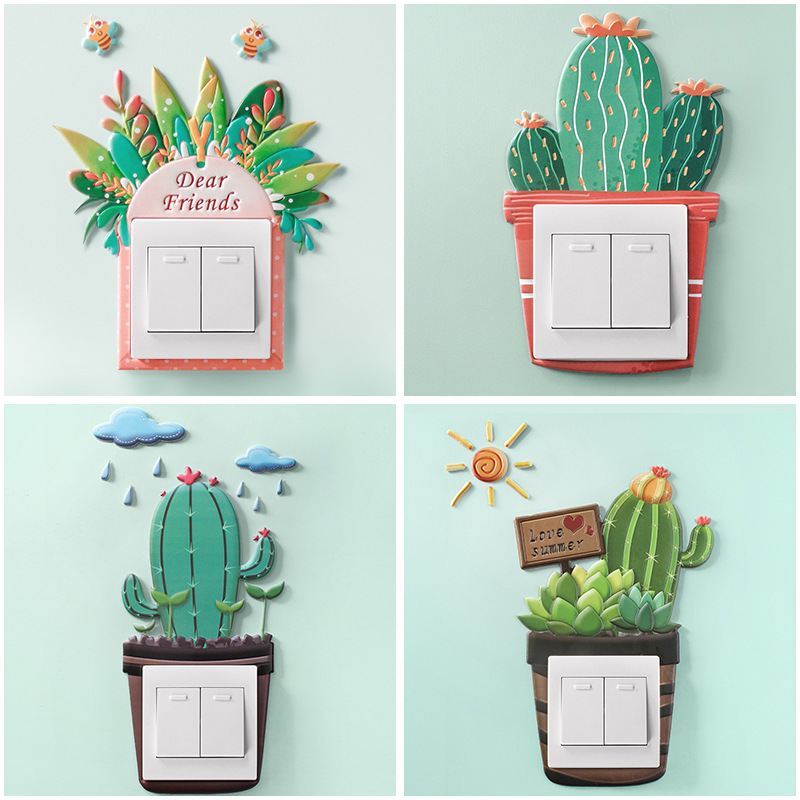 Cross-Border Wall Sticker Soft Glue Luminous Unicorn 3D Stereo Switch Sticker Socket Protection Cover Simple Decoration Set