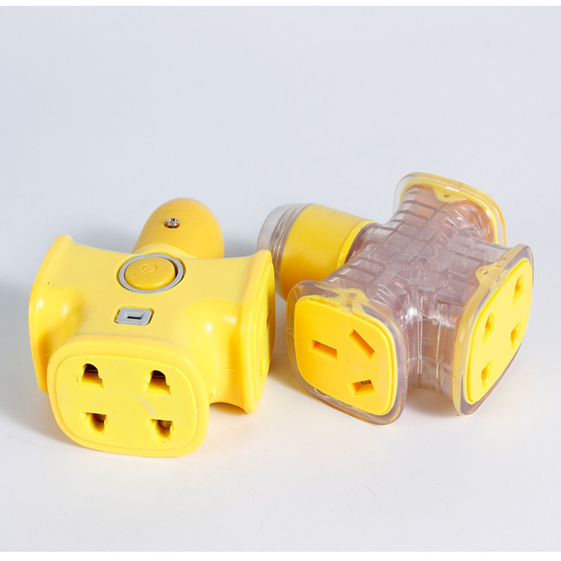 Yellow Wireless Mop Socket 10-Hole Switch Socket Mop Cross Type with Indicator Light Power Supply Wiring Patch Board