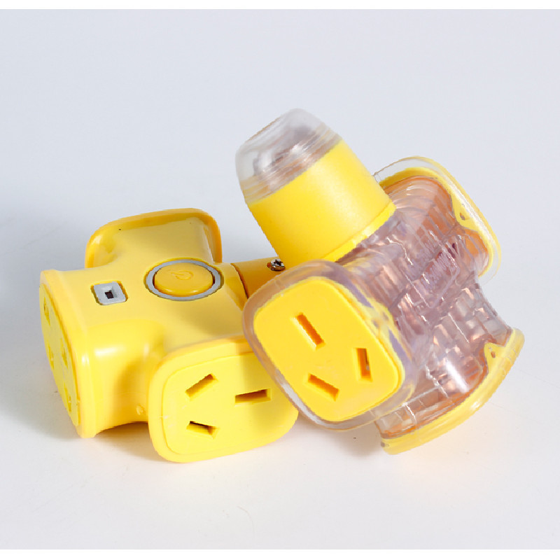 Yellow Wireless Mop Socket 10-Hole Switch Socket Mop Cross Type with Indicator Light Power Supply Wiring Patch Board