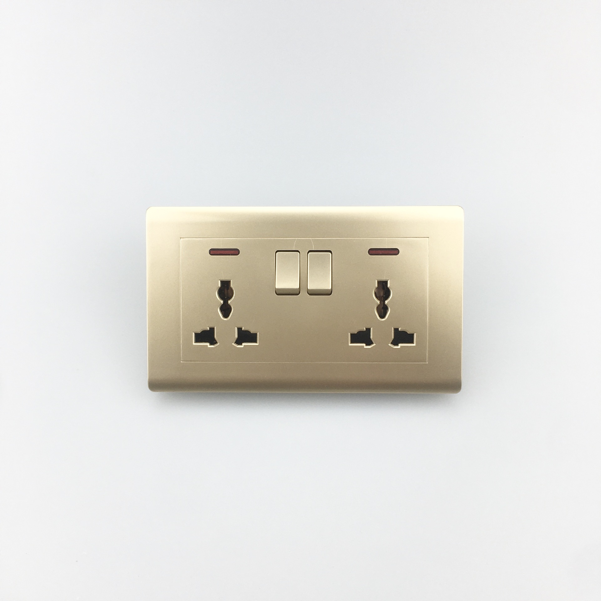 Gold-Plated Matte Single-Open Multi-Open Single-Control Dual-Control Switch Wall Switch Wall Socket with Switch British Style