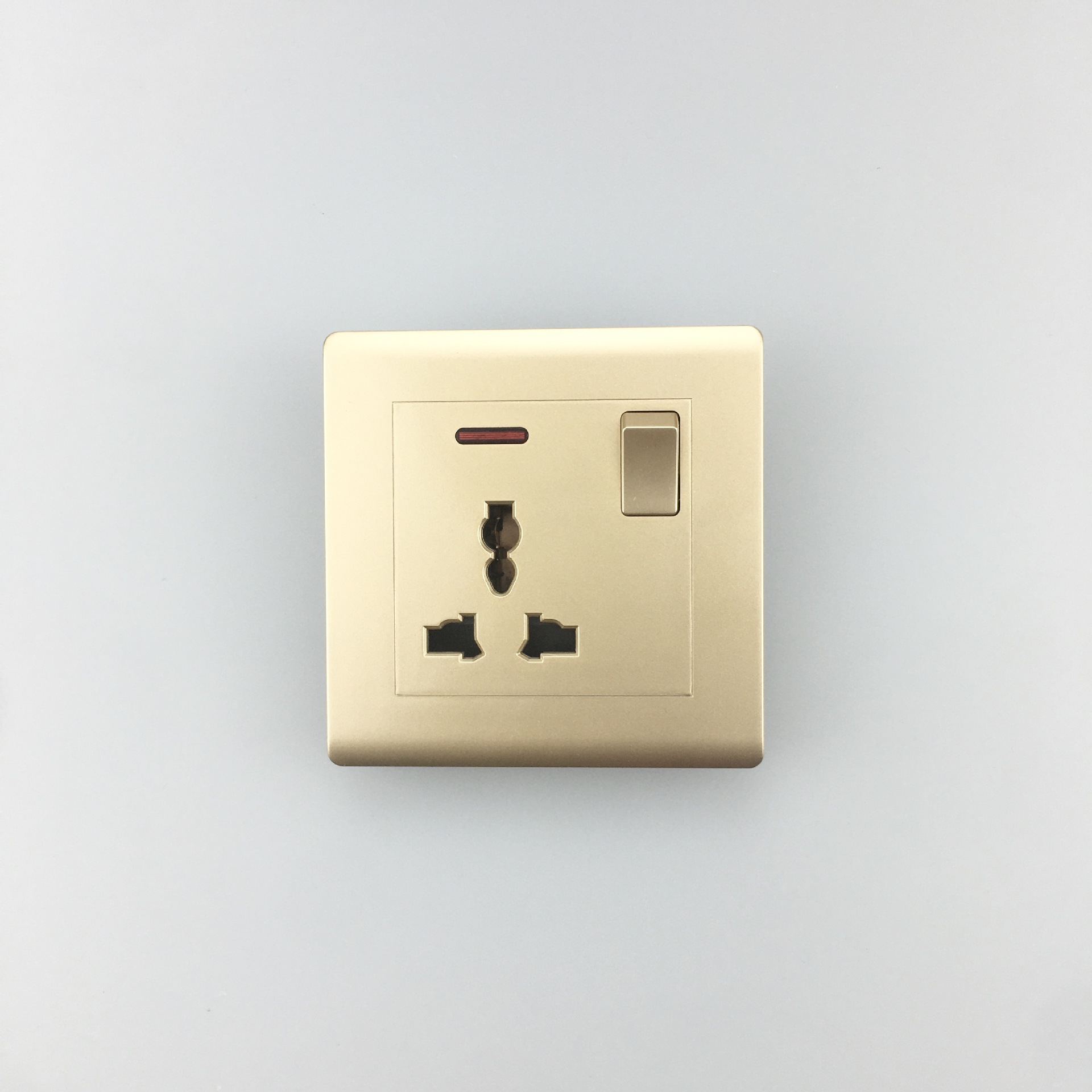 Gold-Plated Matte Single-Open Multi-Open Single-Control Dual-Control Switch Wall Switch Wall Socket with Switch British Style