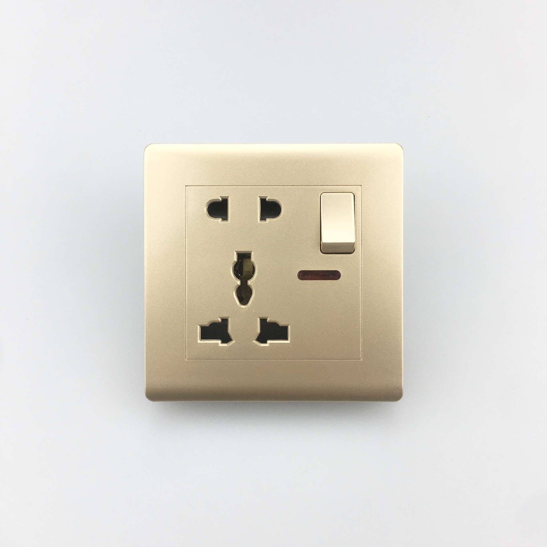 Gold-Plated Matte Single-Open Multi-Open Single-Control Dual-Control Switch Wall Switch Wall Socket with Switch British Style