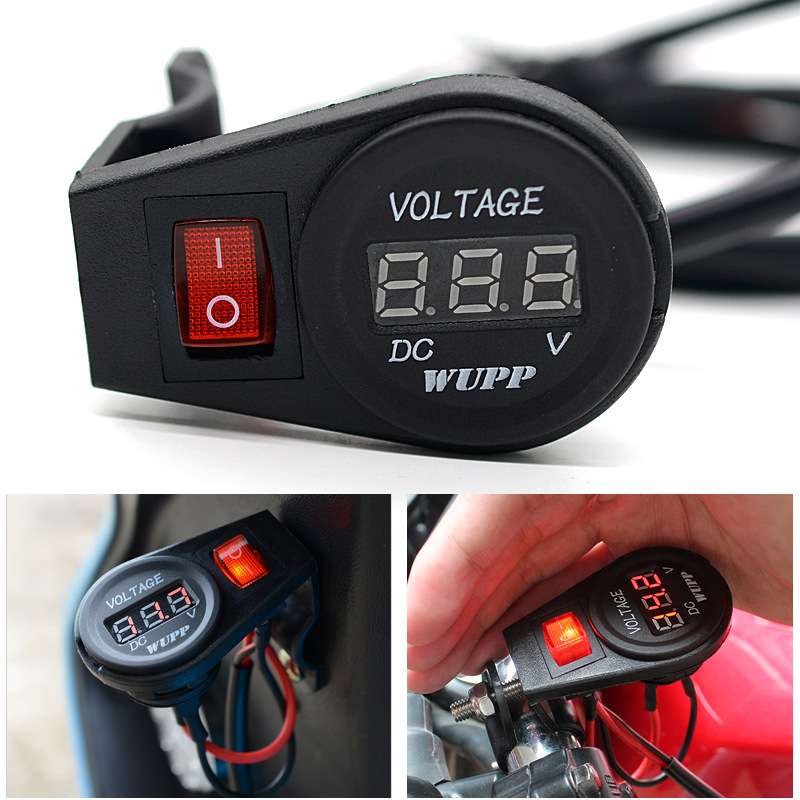 Motorcycle 12v-24v Modified Voltmeter with Switch Car Voltmeter Digital Display Modification Accessories
