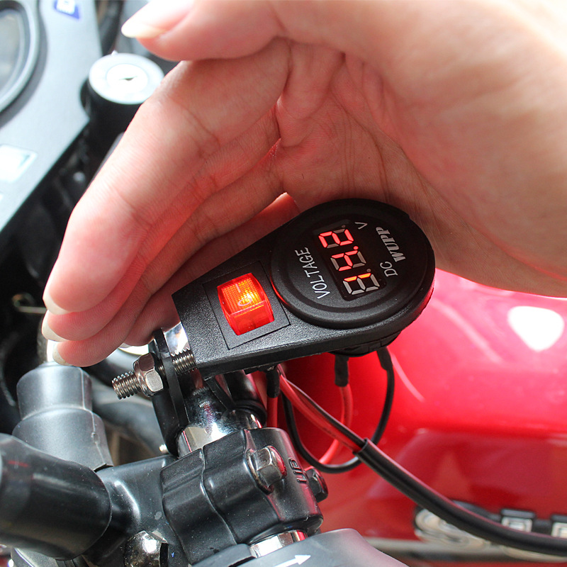 Motorcycle 12v-24v Modified Voltmeter with Switch Car Voltmeter Digital Display Modification Accessories