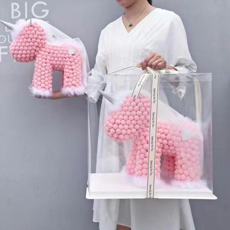 New Fur Ball Bounce Ball Unicorn Switch Three-Gear Mode Adjustable with Gift Box Ribbon Preserved Fresh Flower Unicorn