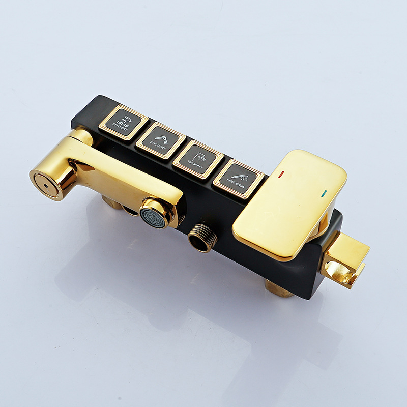 Factory Direct Supply European Bathroom Copper Black Shower Head Household Shower Set Switch Button Shower Head Boost Nozzle