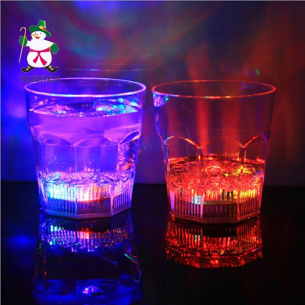 Creative LED light switch colorful glass octagonal cup luminous cup color glass wholesale