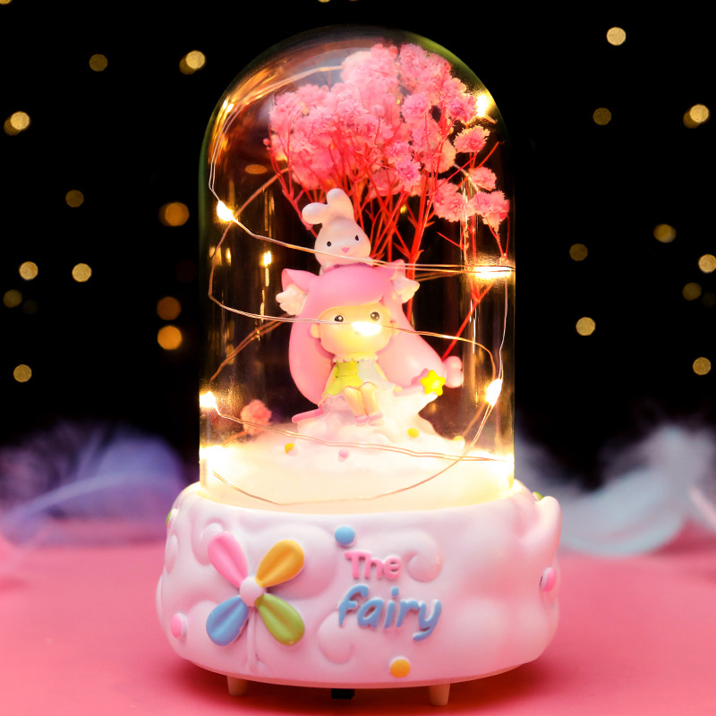 Creative Girlish Heart Cotton Candy Girl Star Light Ambience Light Music Bell Light Two Gear Switch Children&#039;s Day Gift