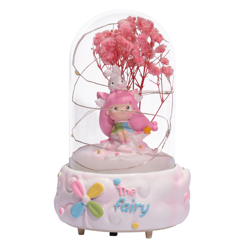 Creative Girlish Heart Cotton Candy Girl Star Light Ambience Light Music Bell Light Two Gear Switch Children&#039;s Day Gift