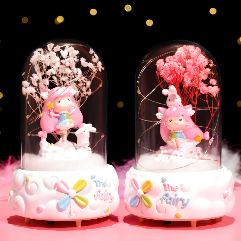 Creative Girlish Heart Cotton Candy Girl Star Light Ambience Light Music Bell Light Two Gear Switch Children&#039;s Day Gift