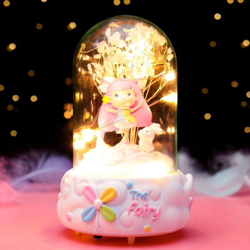 Creative Girlish Heart Cotton Candy Girl Star Light Ambience Light Music Bell Light Two Gear Switch Children&#039;s Day Gift