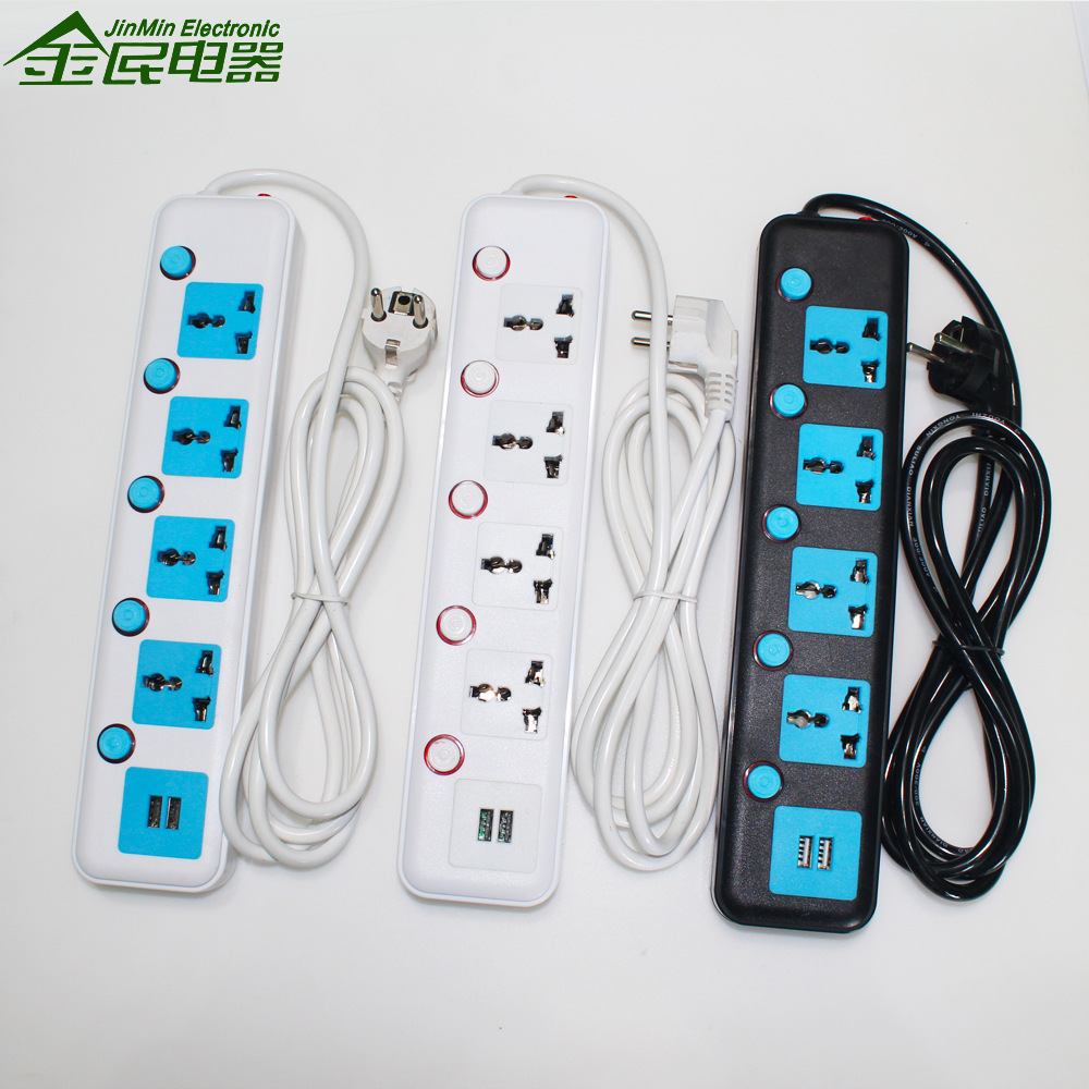 Multi-Bit Multi-Purpose Hole with Switch USB Copper Wire ABS Material with Wire Power Strip Socket Independent Switch with Surge